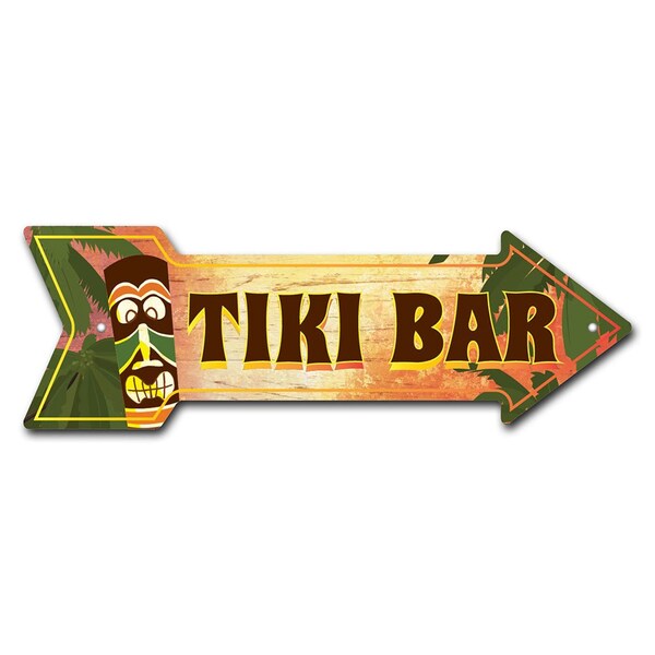 Tiki Bar 2 Arrow Sign Funny Home Decor 36in Wide